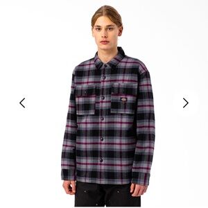 Dickies Mens Medium Blokecore Quilted Plaid Flannel Pearl Snap Shirt Jacket